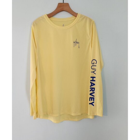 Guy Harvey‎ Shirt Performance Fishing Beach Sun UPF30 Yellow Womens XXL EUC - Picture 2 of 11